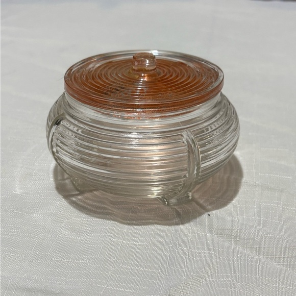 Vintage Glass Powder Jar with Lid - Picture 1 of 8